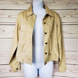 Harold’s Womens Tan Button Up Khaki Collared Jacket Size S